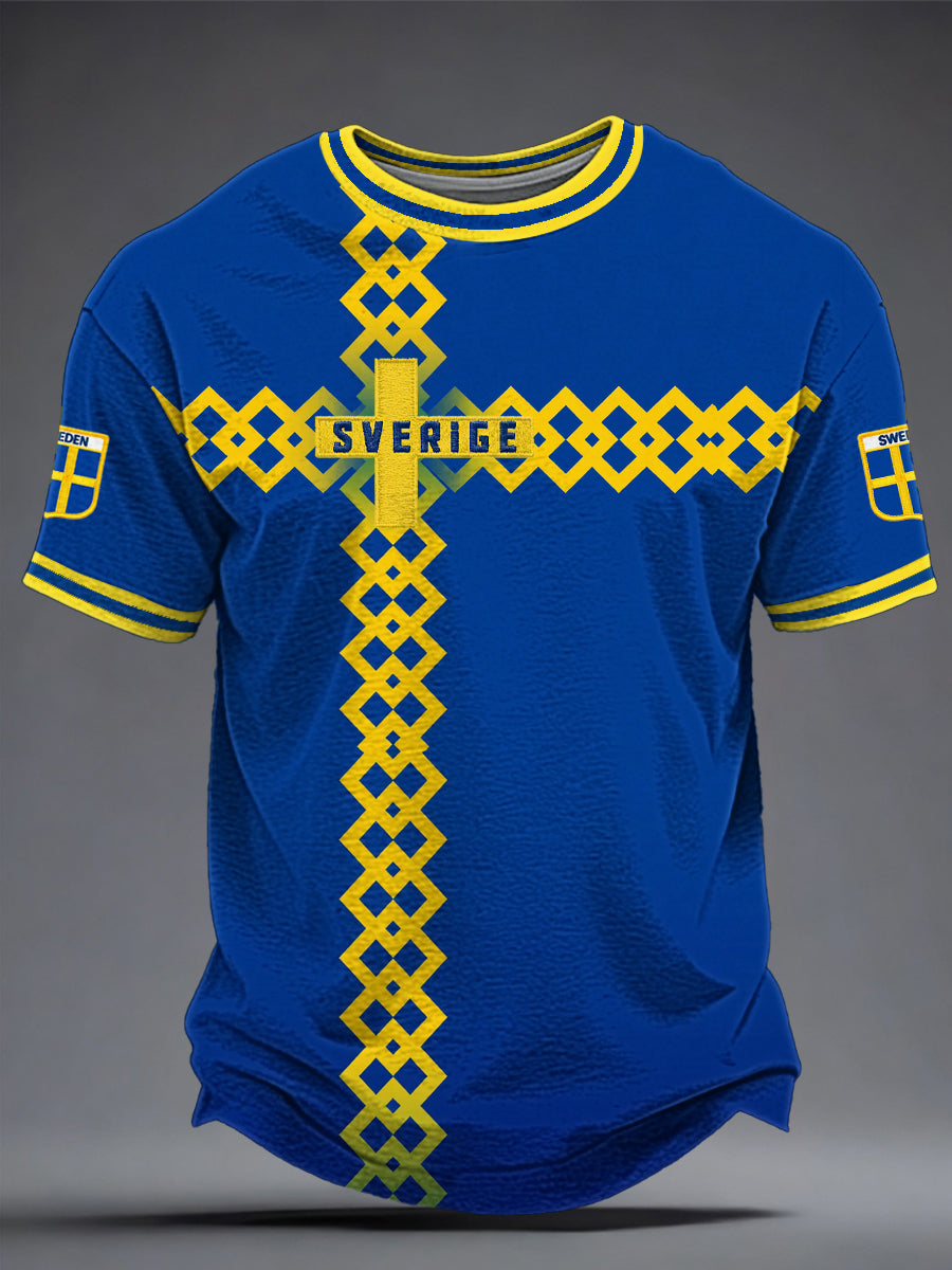 Herrtröja med svensk fotbollsprint