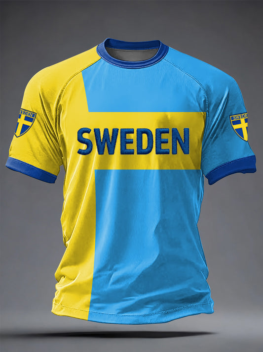 Herregenser i svensk fotball med trykt motiv, ledig modell, korte ermer
