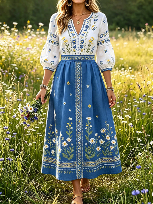 Sommerkjole til dame med blomstermønster