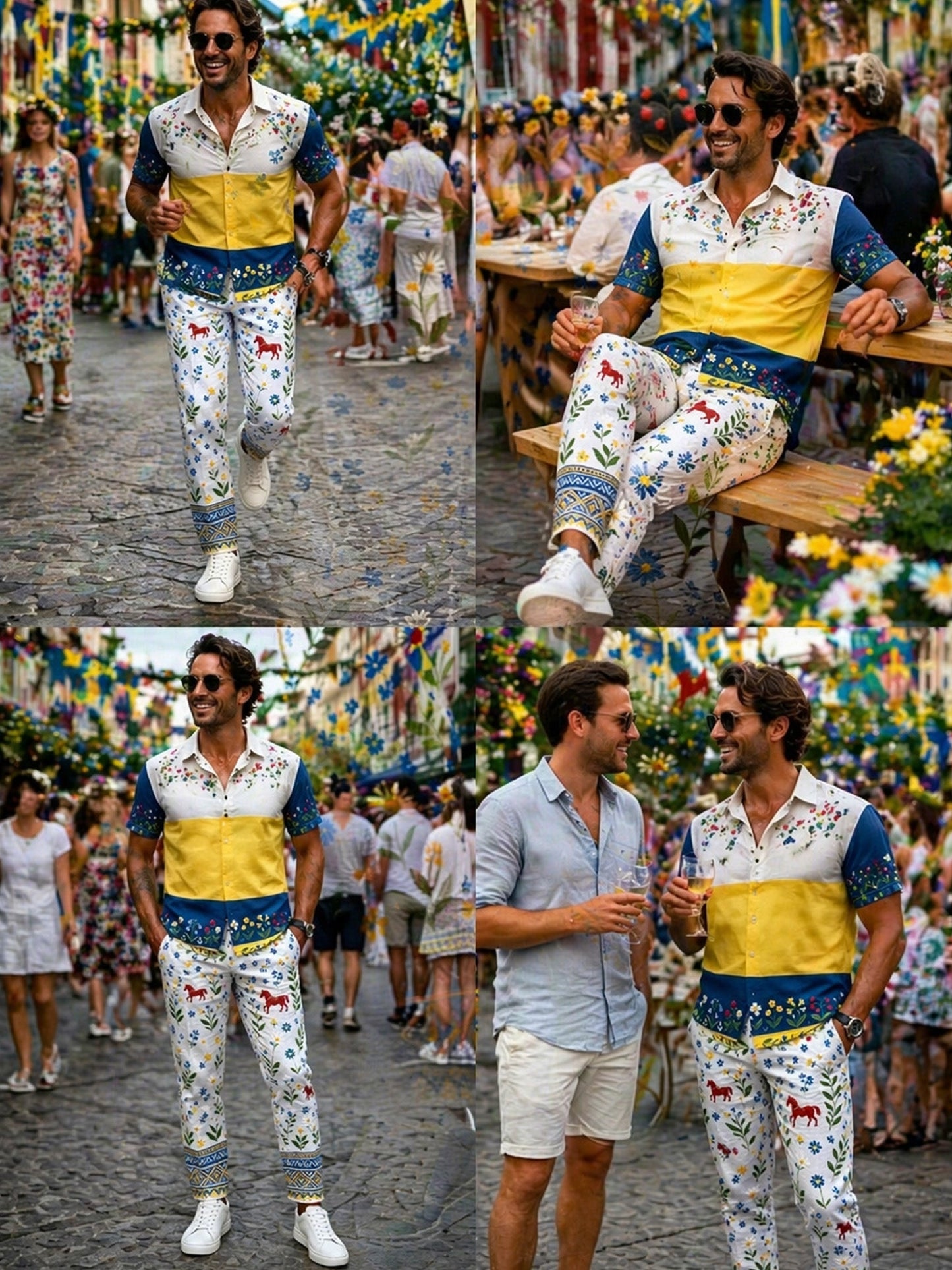 Mäns svenska midsommarfestival minneskonst Tryckbyxor