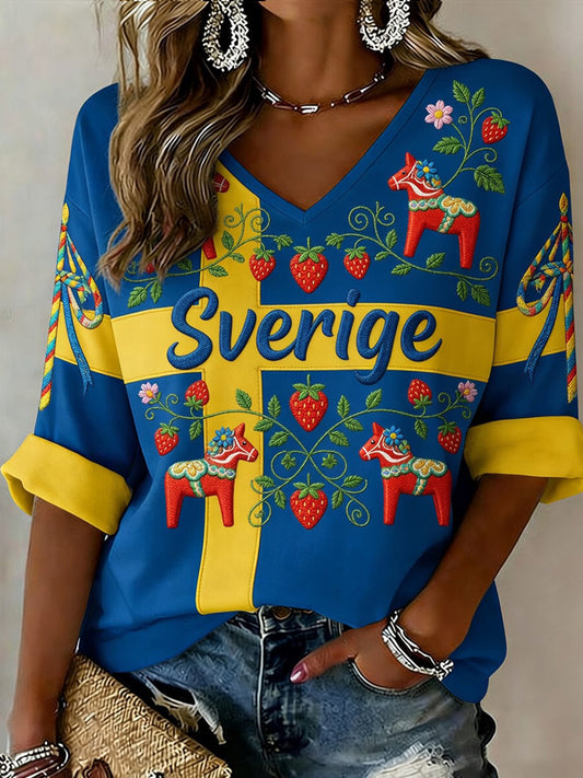 Retro midsommerfest, kunsttrykk, avslappet topp