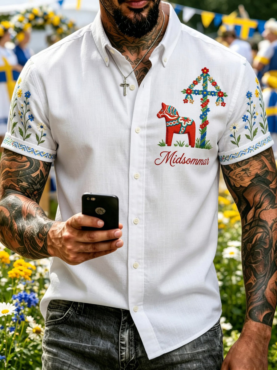 Retro midsommarfest konsttryck avslappnad tröja
