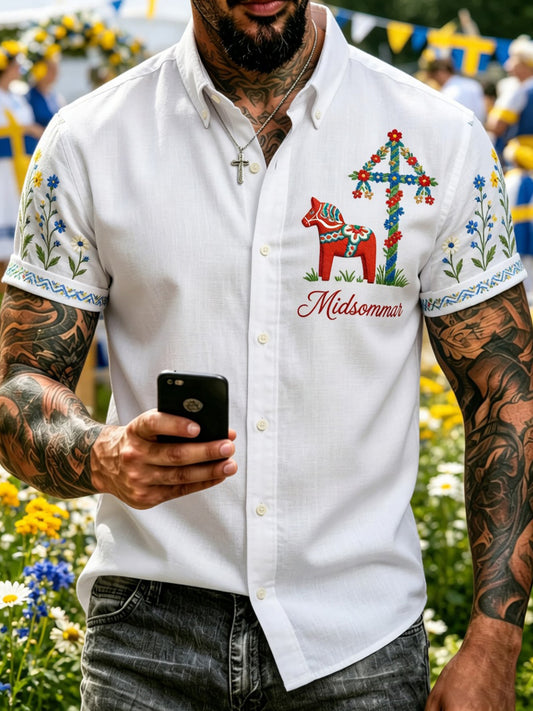 Retro midsommarfest konsttryck avslappnad tröja