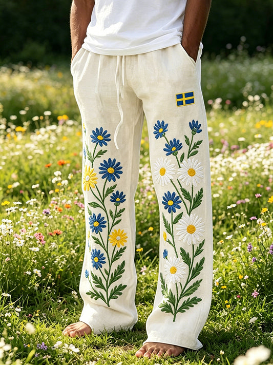 Herrkläder Midsommar Blommig tryck Casual Byxor