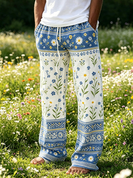 Mäns midsommar Floral Print Casual byxor