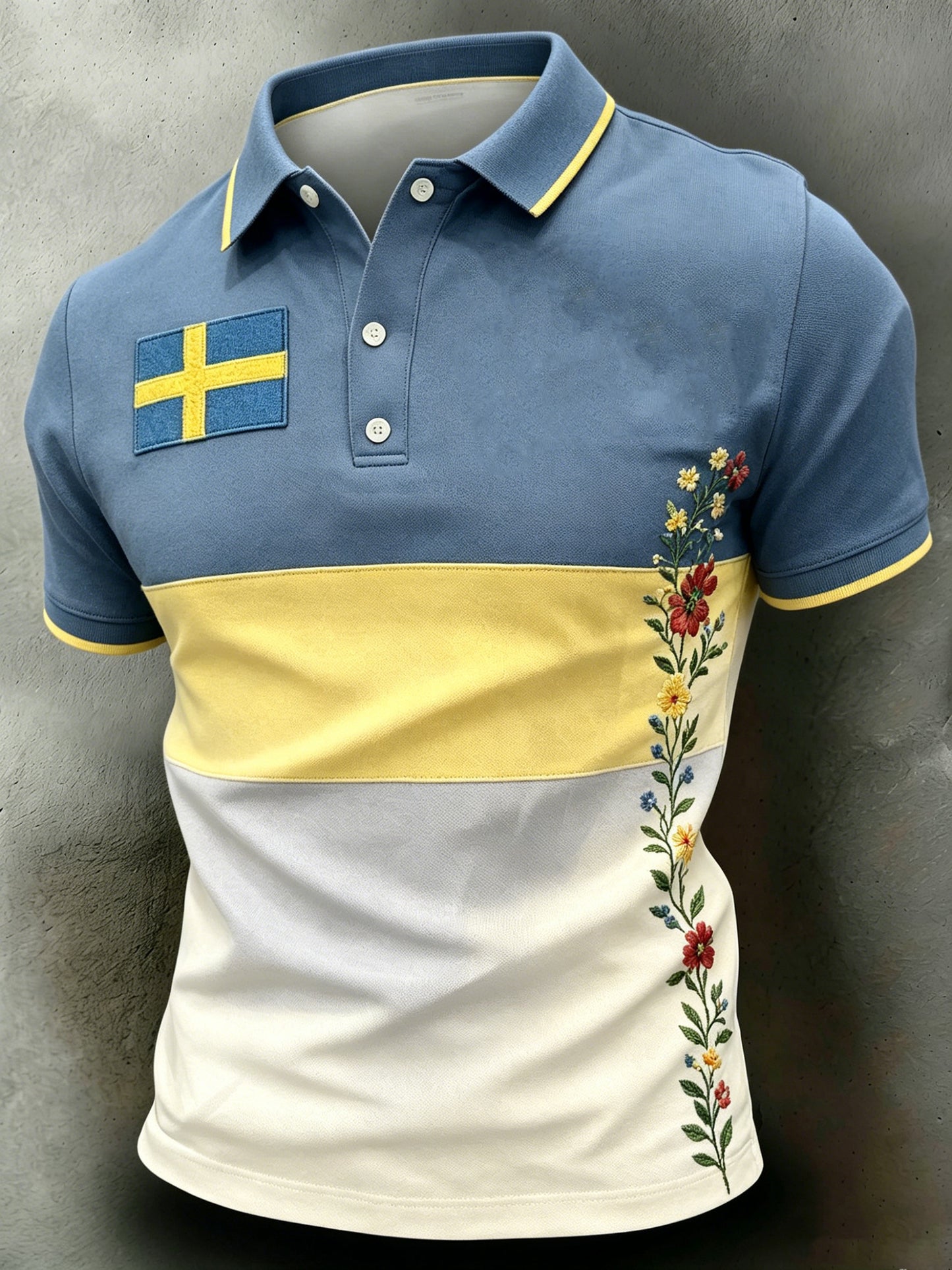 Mäns svenska flagg färg Scheme Konst Skriv ut Polo.