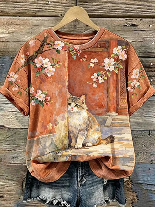 Damer Vintage Dyrekunsttrykk Fritidsgenser