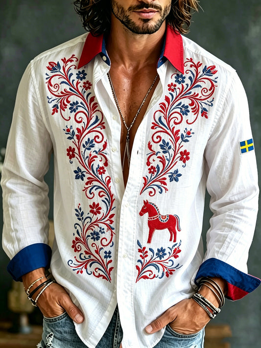 Herregenser med kunsttrykk til minne om Sveriges nasjonaldag, langermet