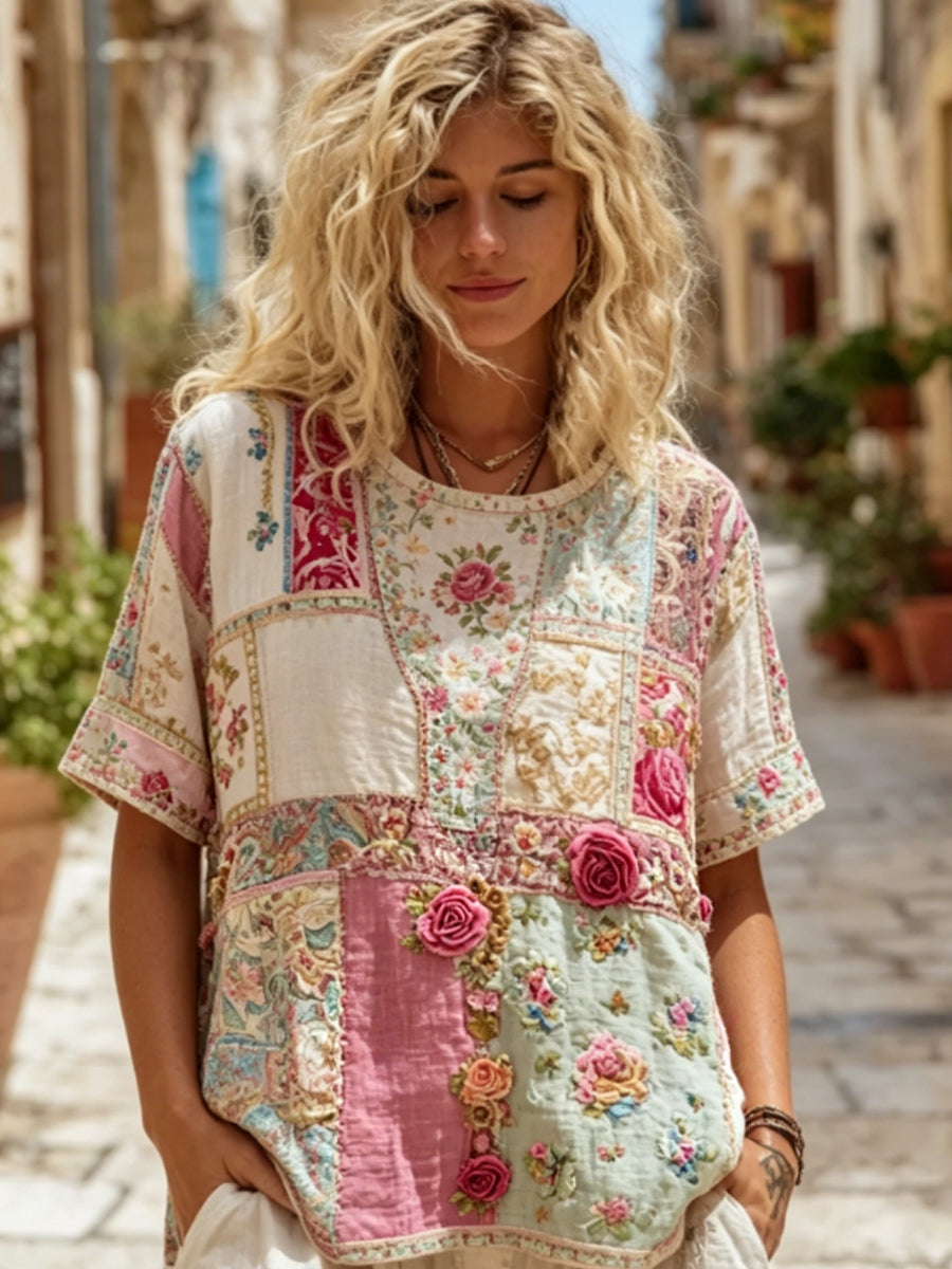 Damlinnet-shirt med korta ärmar