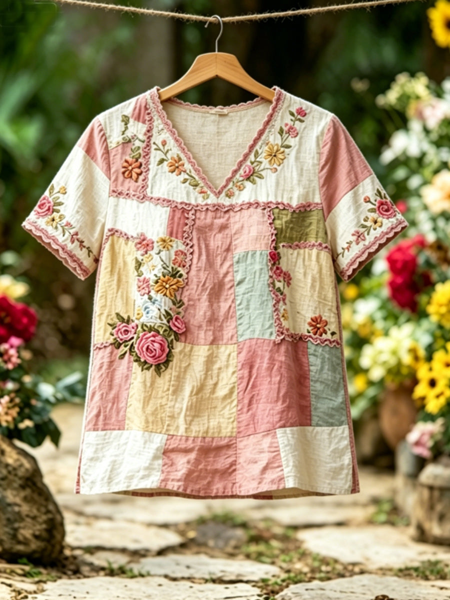 Damlinnet-shirt med korta ärmar