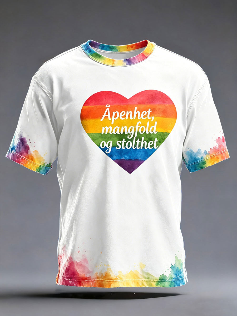 Herrtröja med tryckt konst för Norges Bergen Pride