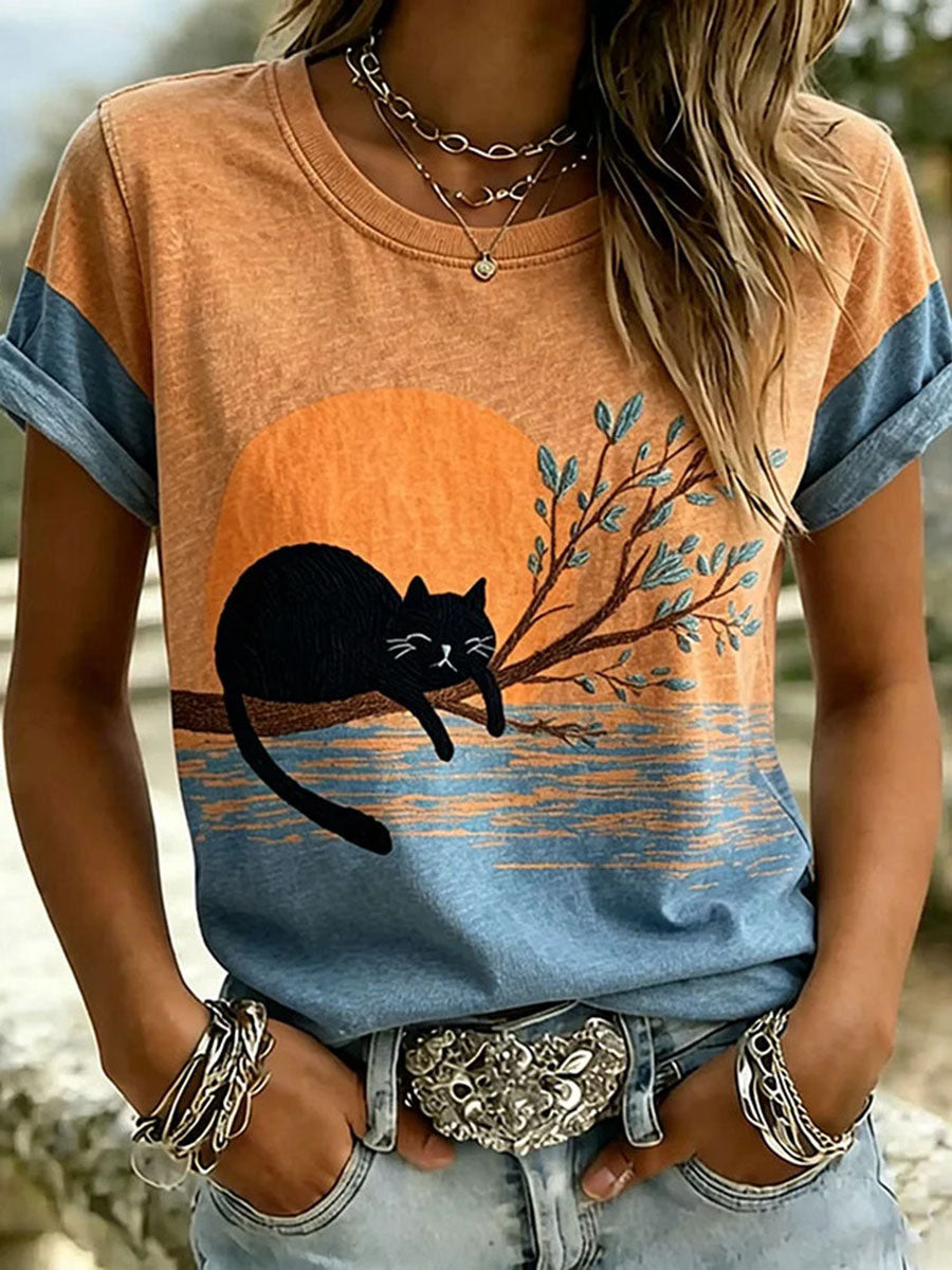 Dams öronmönstrad casual t-shirt