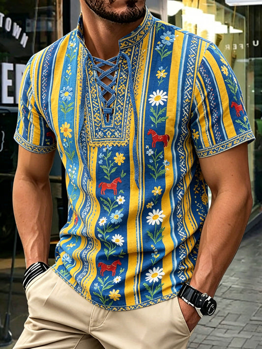 Svensk midtsommerkunst for menn – trykk Short-Shirt