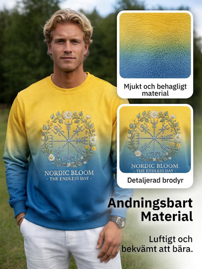 Herrvintage svensk midsommar vegvisir blomkrans långärmad sweatshirt