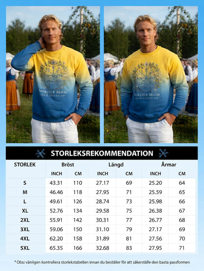 Herrvintage svensk midsommar vegvisir blomkrans långärmad sweatshirt
