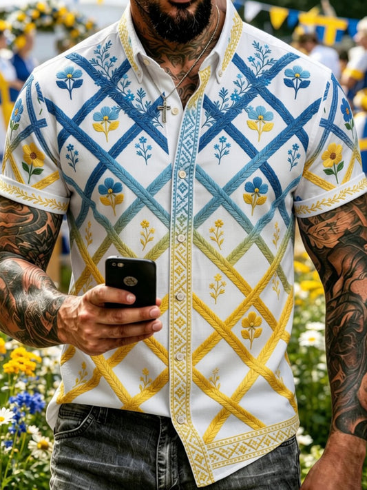 Retro svensk midtsommerkunstdrakt avslappet genser