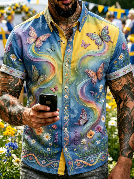 Retro svensk midtsommerkunstdrakt avslappet genser