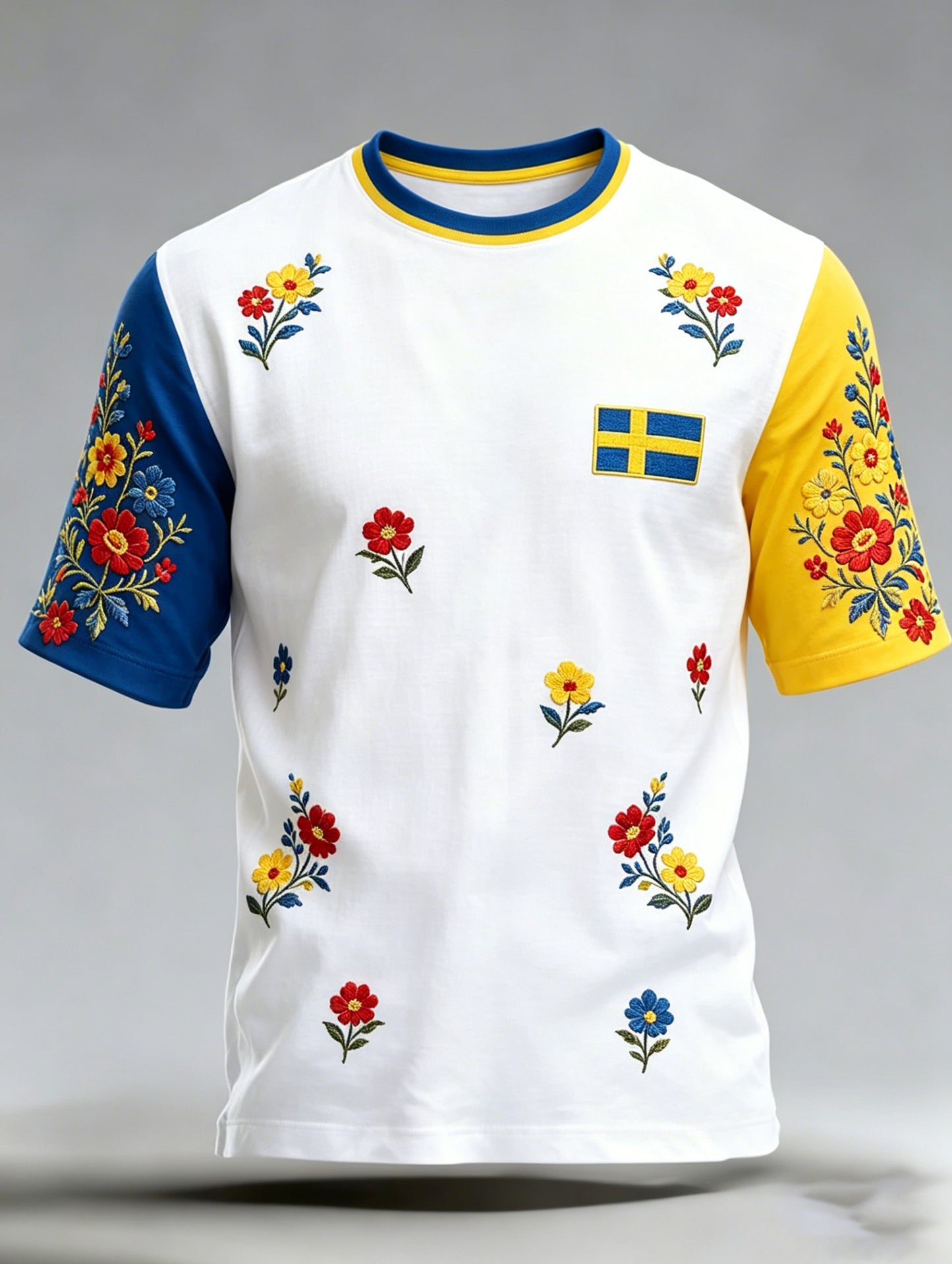 Herrtröja med konsttryck som hyllar Sveriges nationaldag och midsommarfesten