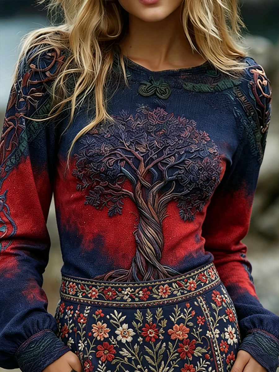 Damelinnetopper i skandinavisk stil med nordisk blomstermotiv og trykk