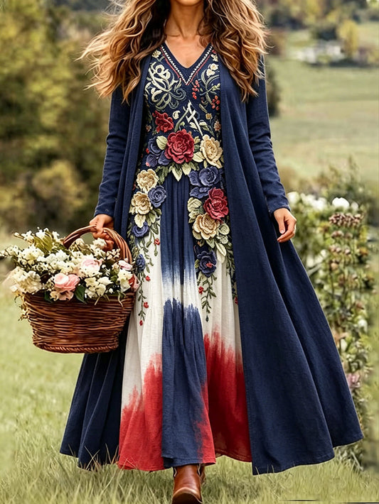 Damemote i skandinavisk stil med nordisk blomstermotiv og trykk