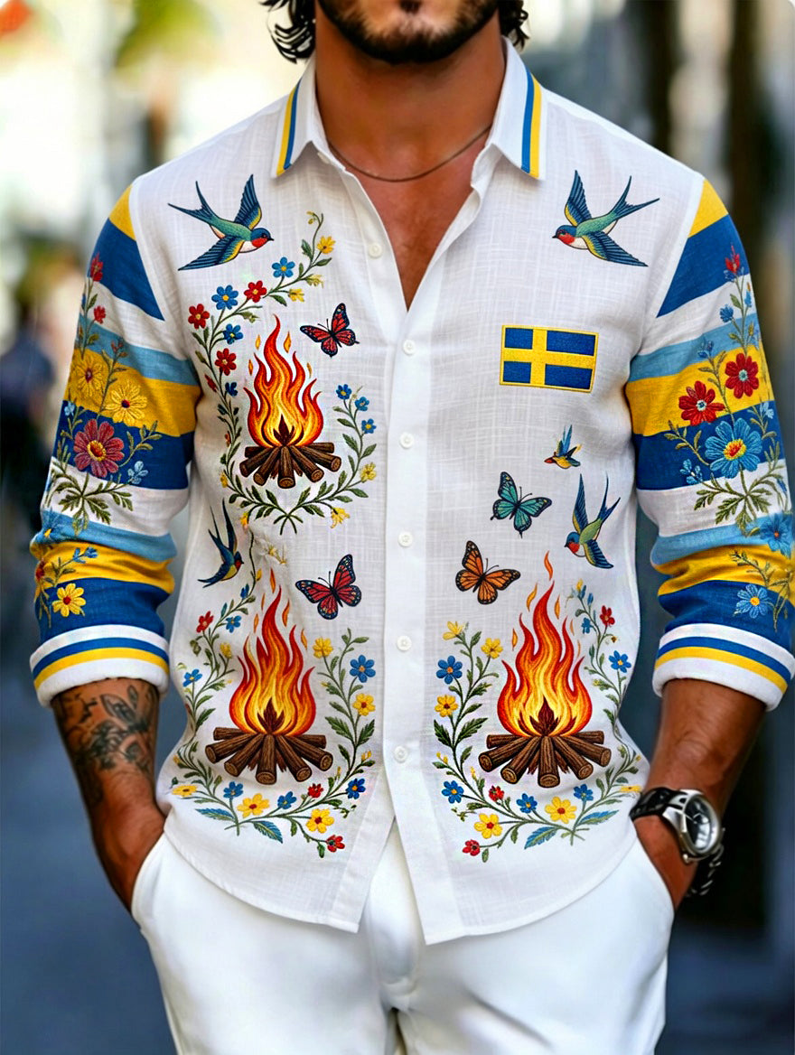 Mäns svenska midsommarfestival Konst Skriv ut Långärmskjort