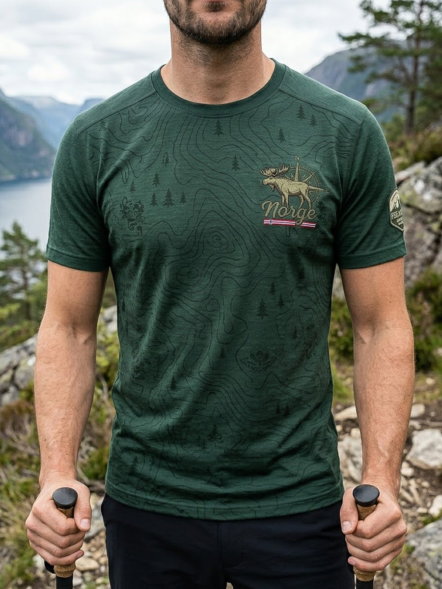 Menns retro norsk skog Scenic utendørs T-shirt