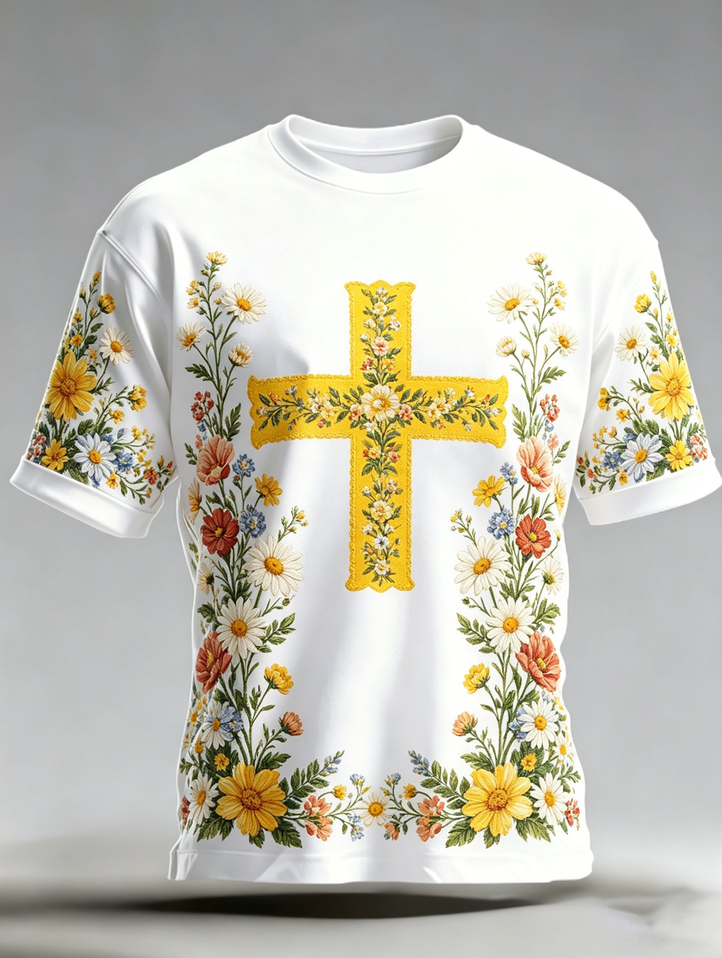 Herrtröja med korta ärmar och konstprint som hyllar den svenska midsommarfesten