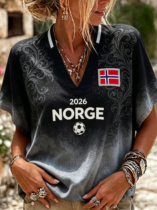 Kvinnenes Norge-fotballkamp heier-kunst-print topp