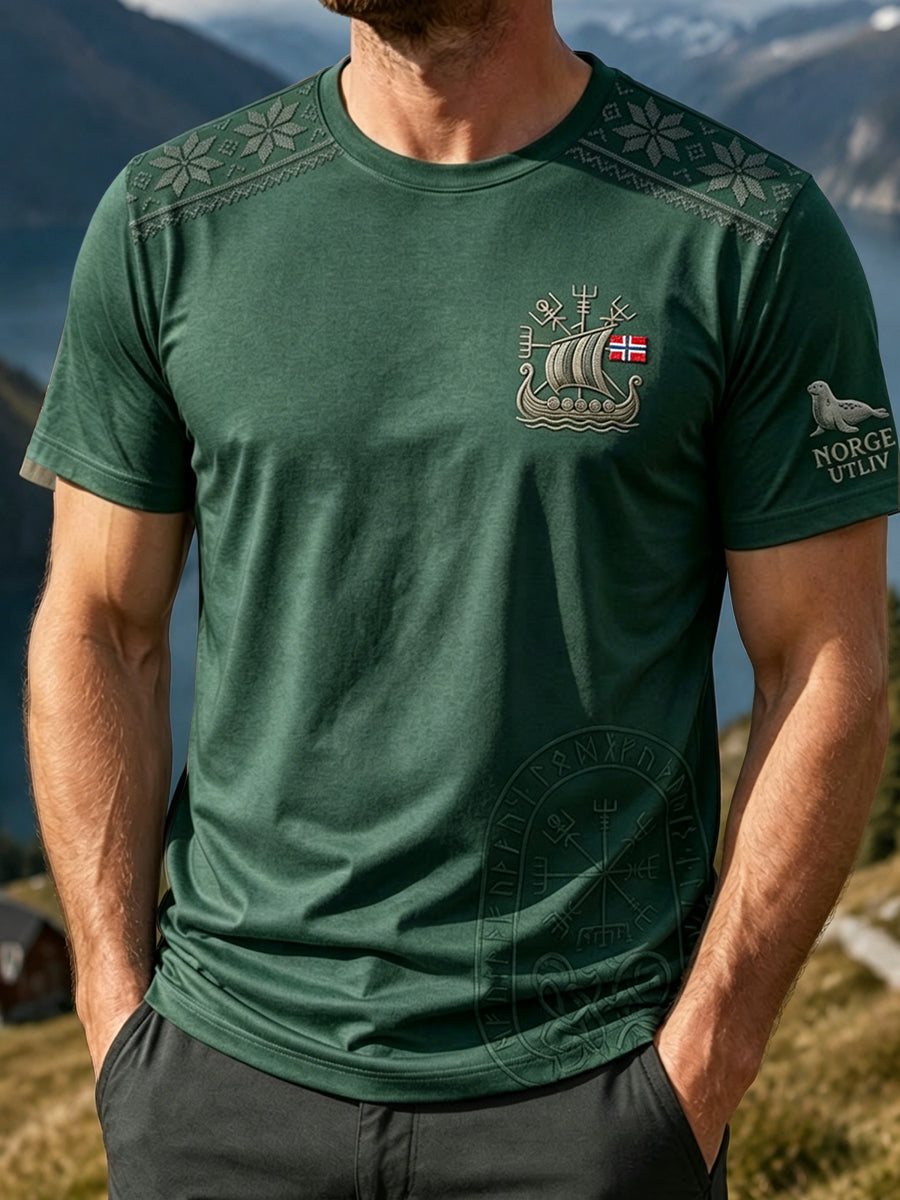 Menns retro norsk utendørs T-shirt