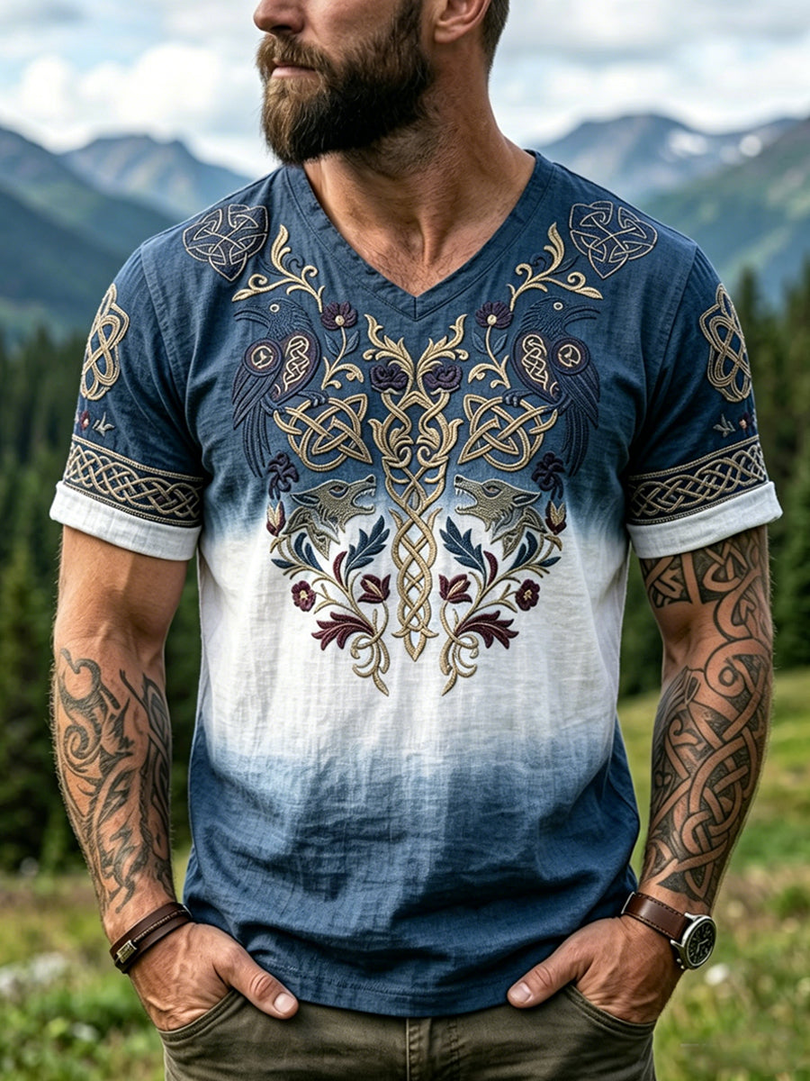 Retroovergang for menn Skriv ut uvesentlig V-hals T-shirt