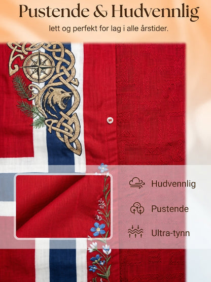 Menns Retro Asymmetrisk blomstertrykk Casual Short-Sleeve Skjorte