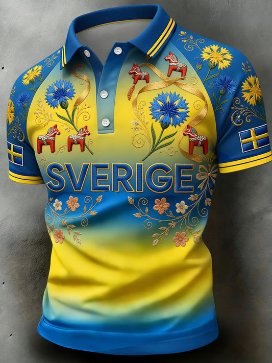 Herre retro svensk kunsttrykk uformell pologenser