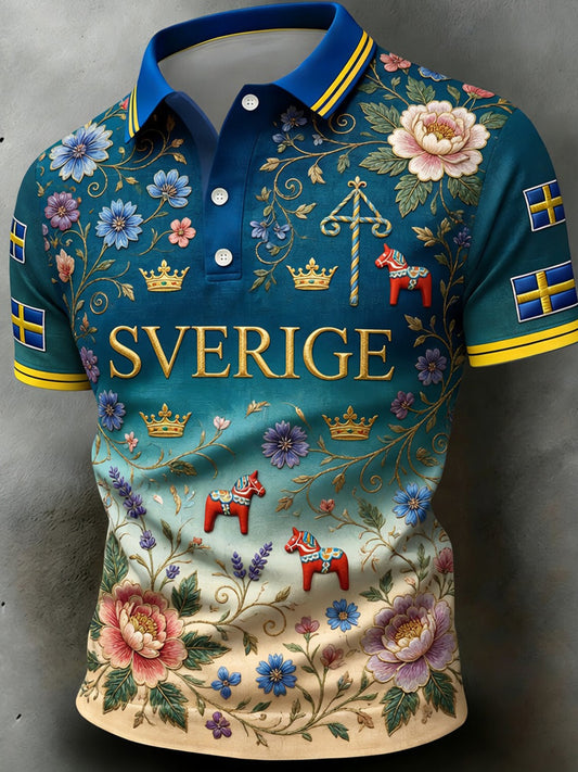 Herre retro svensk kunsttrykk uformell pologenser