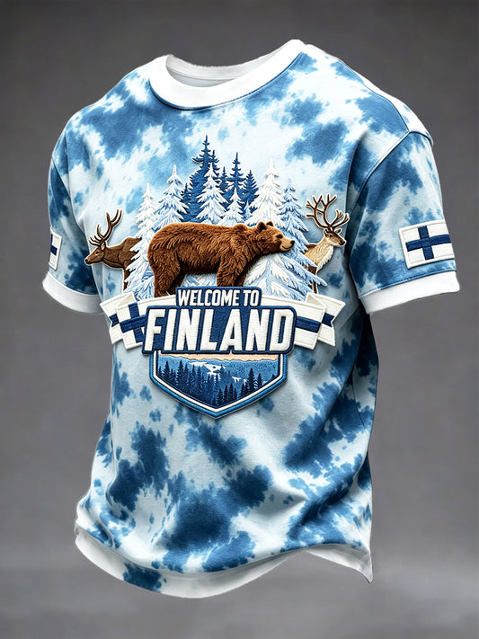 Finsk flaggbjørn T-skjorte for menn
