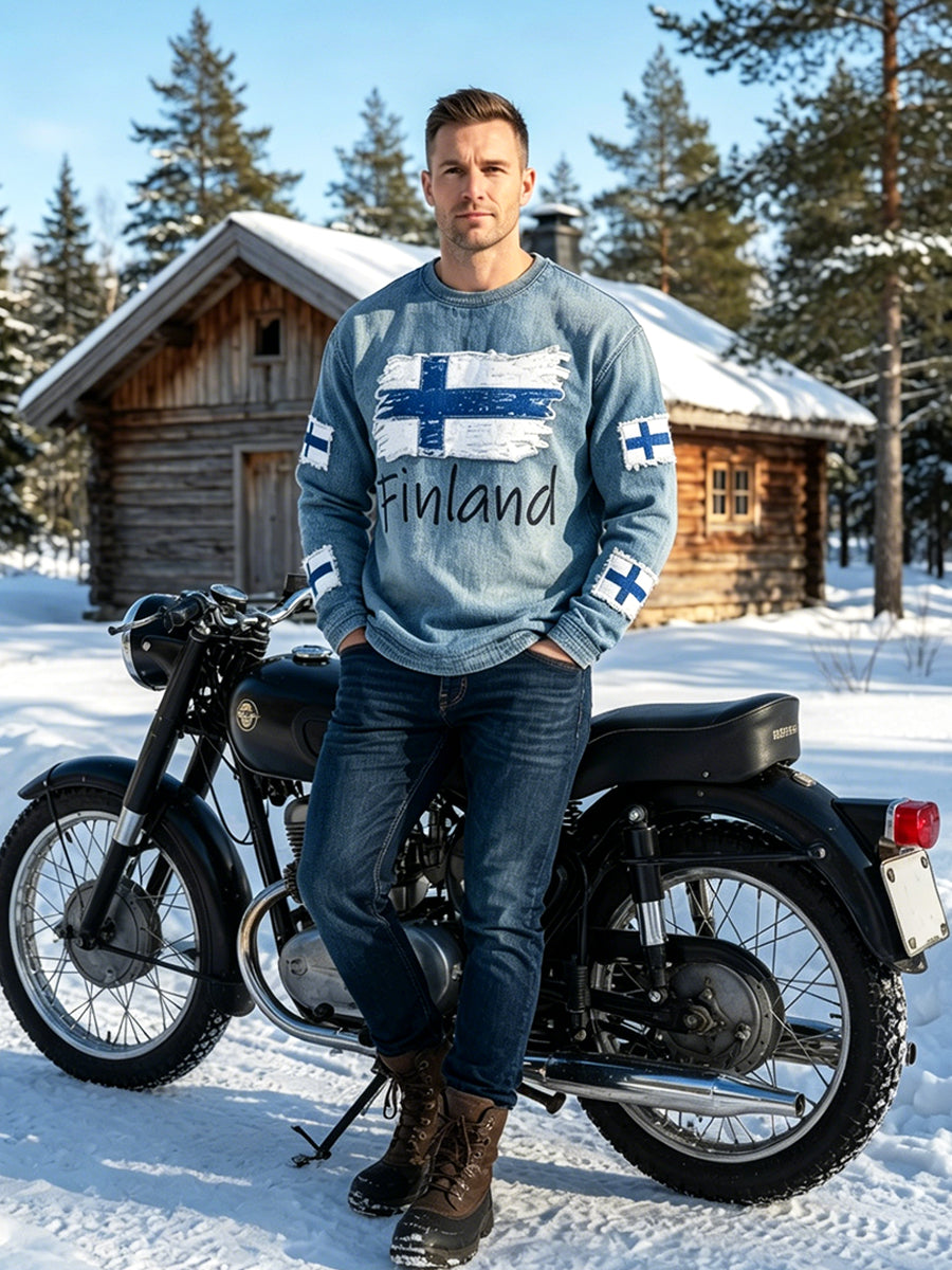 Mäns våffla lång ärm T-shirt