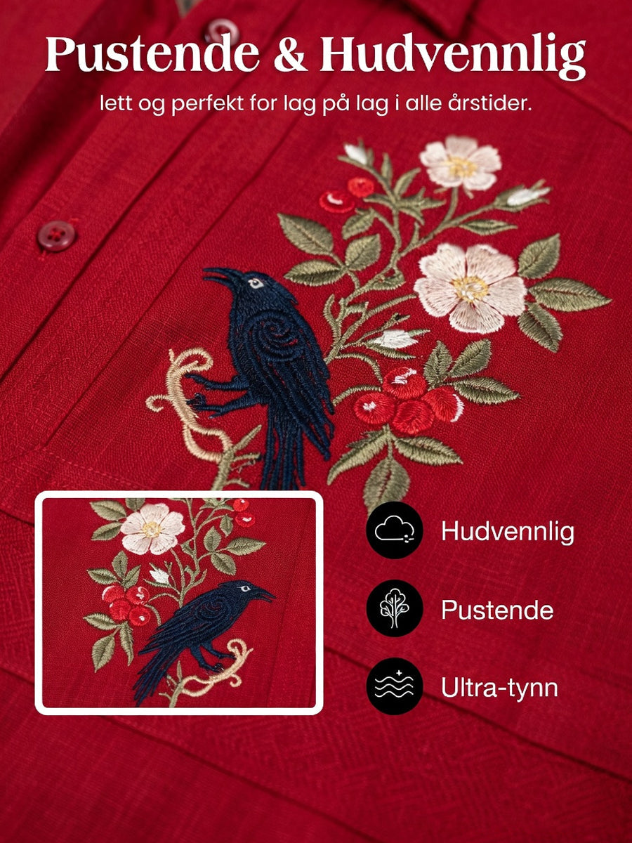 Menns Vintage Norsk-print bomull-line