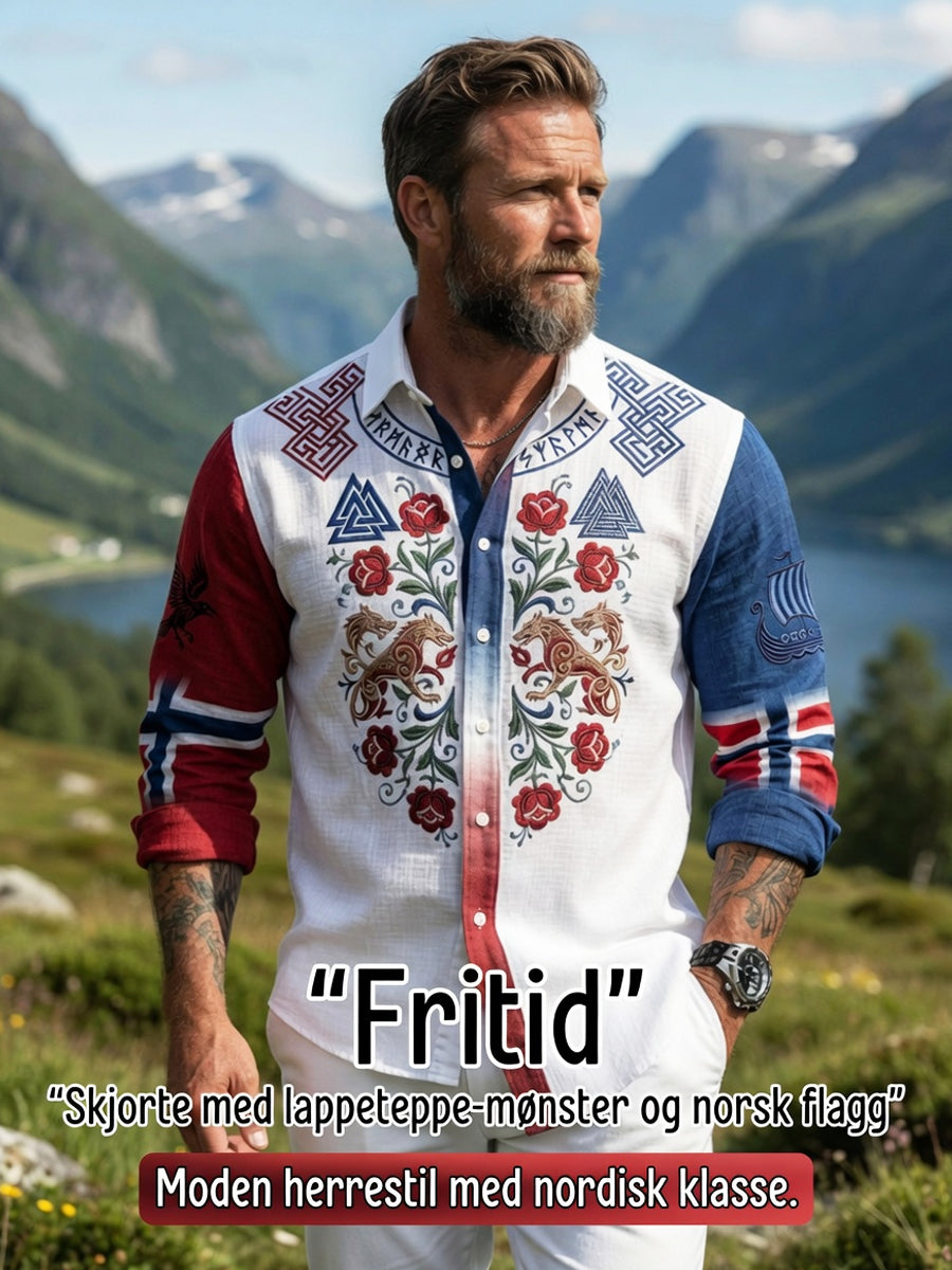 Menns Vintage Norsk Symmetrisk mønsterfør