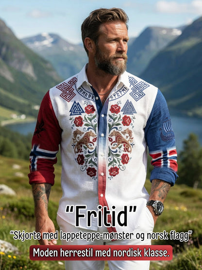 Menns Vintage Norsk Symmetrisk mønsterfør