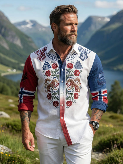 Menns Vintage Norsk Symmetrisk mønsterfør