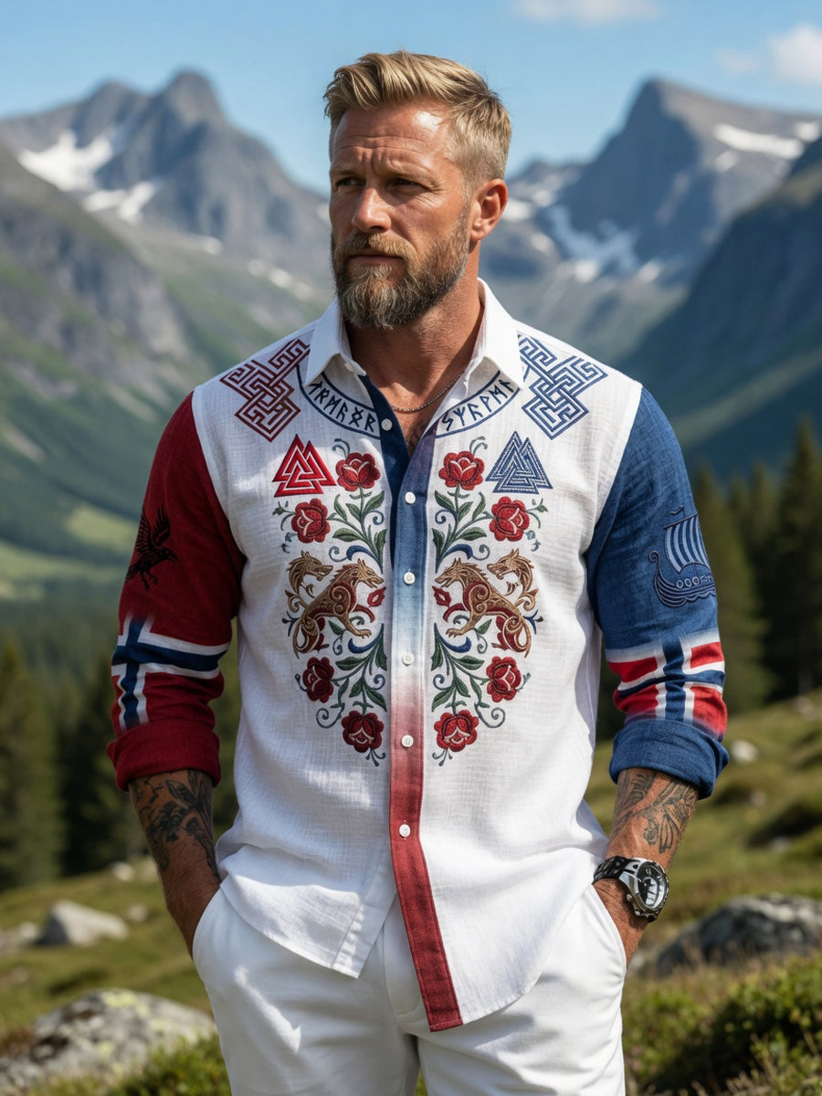 Menns Vintage Norsk Symmetrisk mønsterfør