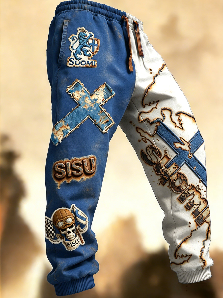 Miesten suomalainen Sisu Vintage Patchwork 3D Print