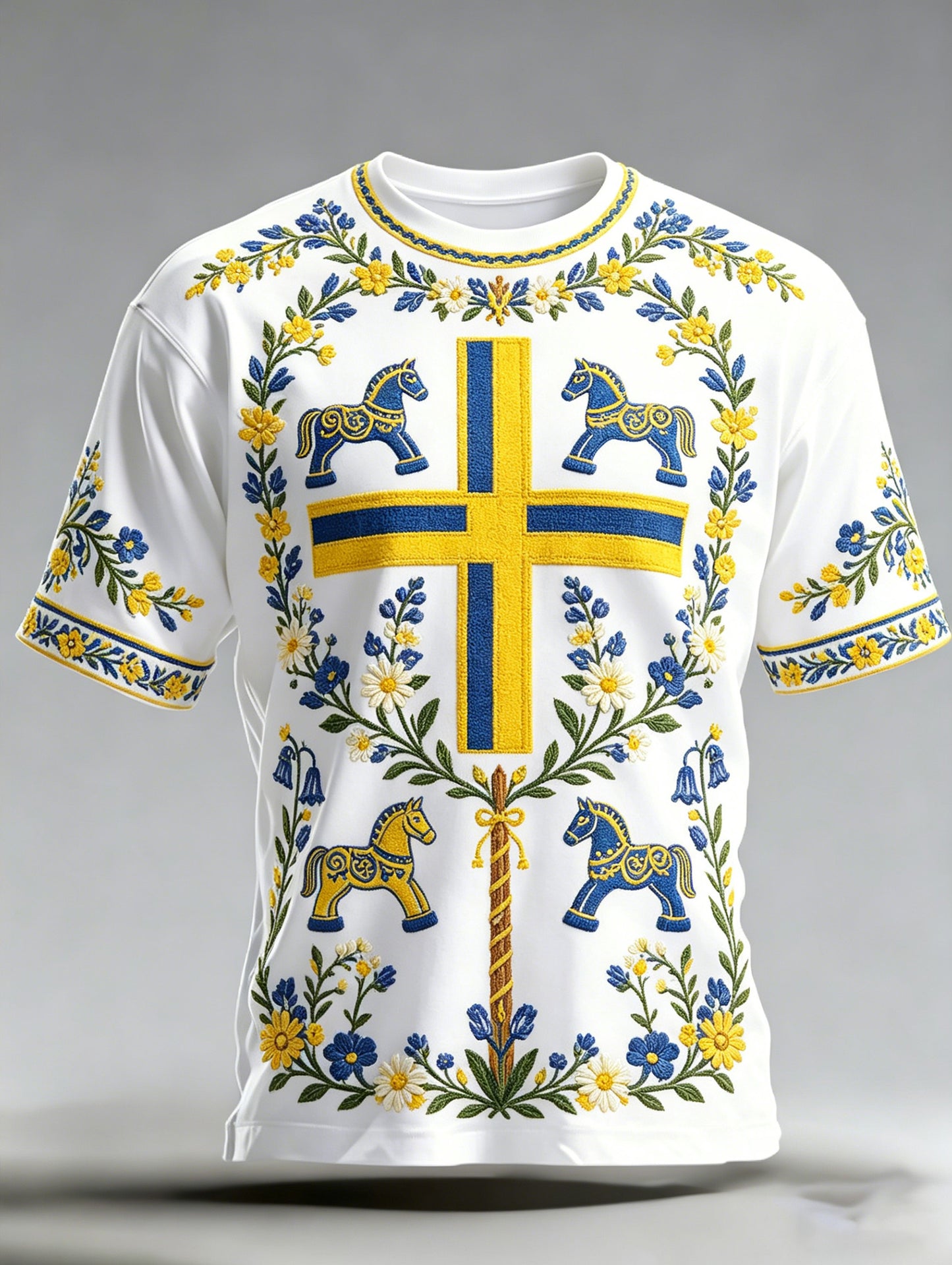 Herrens svenska nationaldag minneskonst Skriv ut kortärm T-shirt