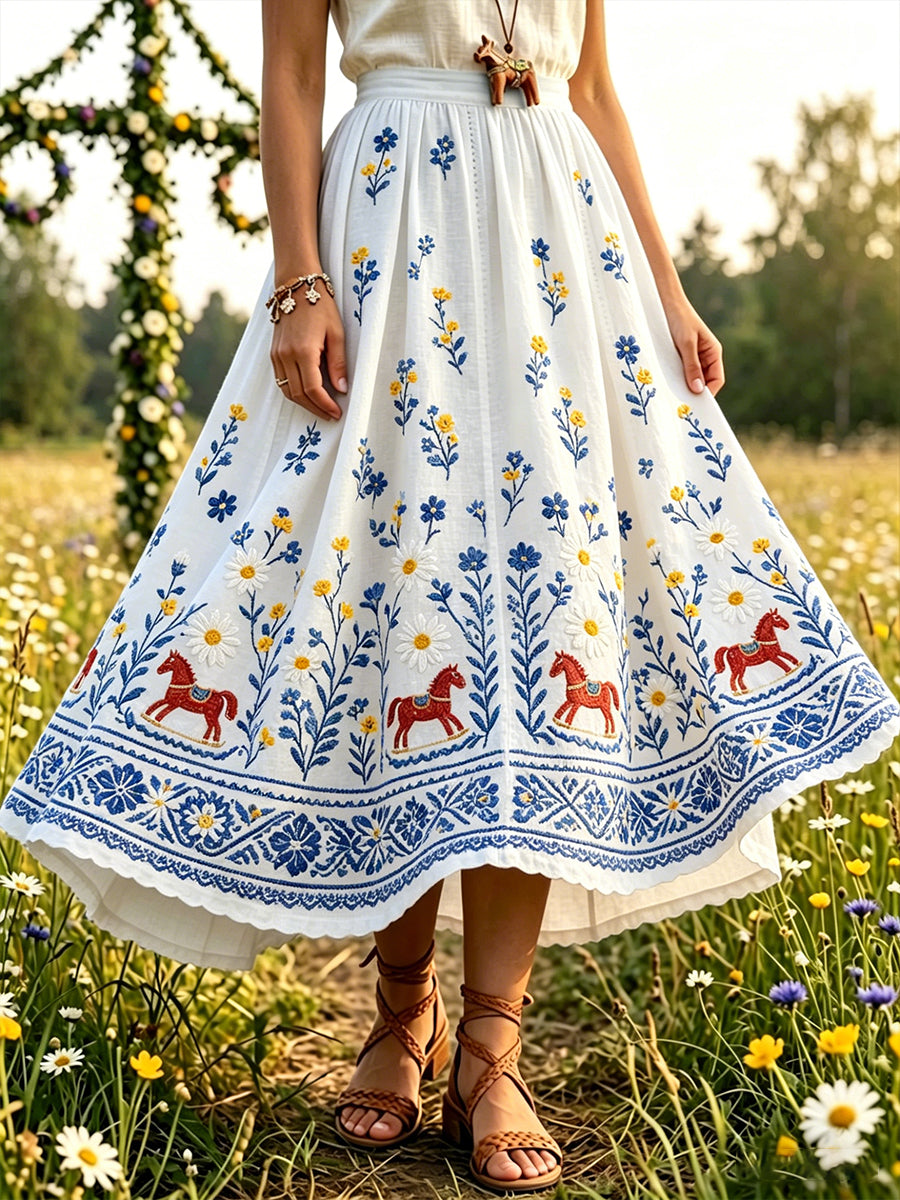 Kvinnor midsommar Floral-Print Semester skit