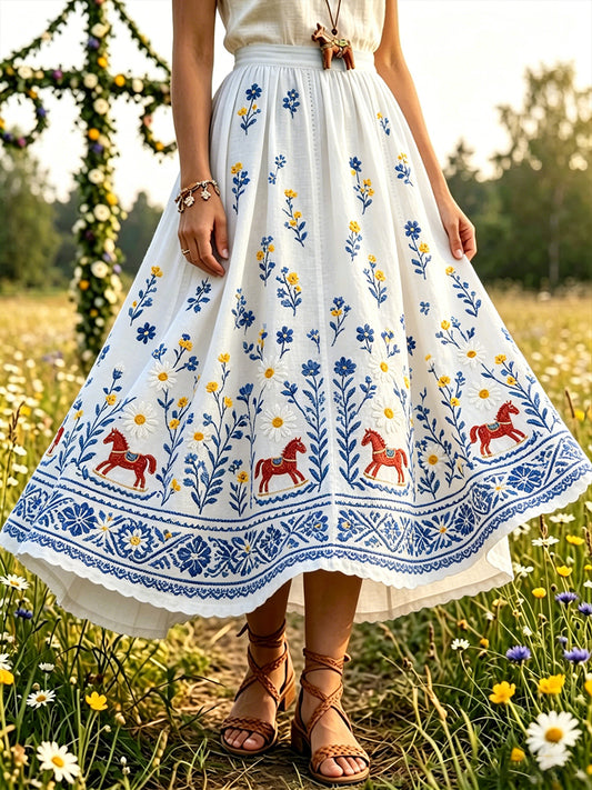 Kvinner Midtsommer Blomsterprint Ferie skit