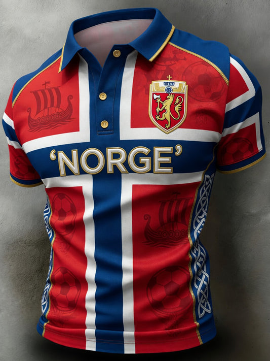 Herre Norge Fotballkamp Heie Kunsttrykk T-skjorte