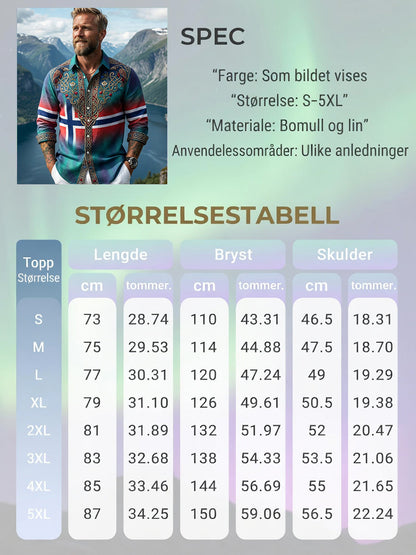 Menns Retro Aurora Patchwork Casual Skjort