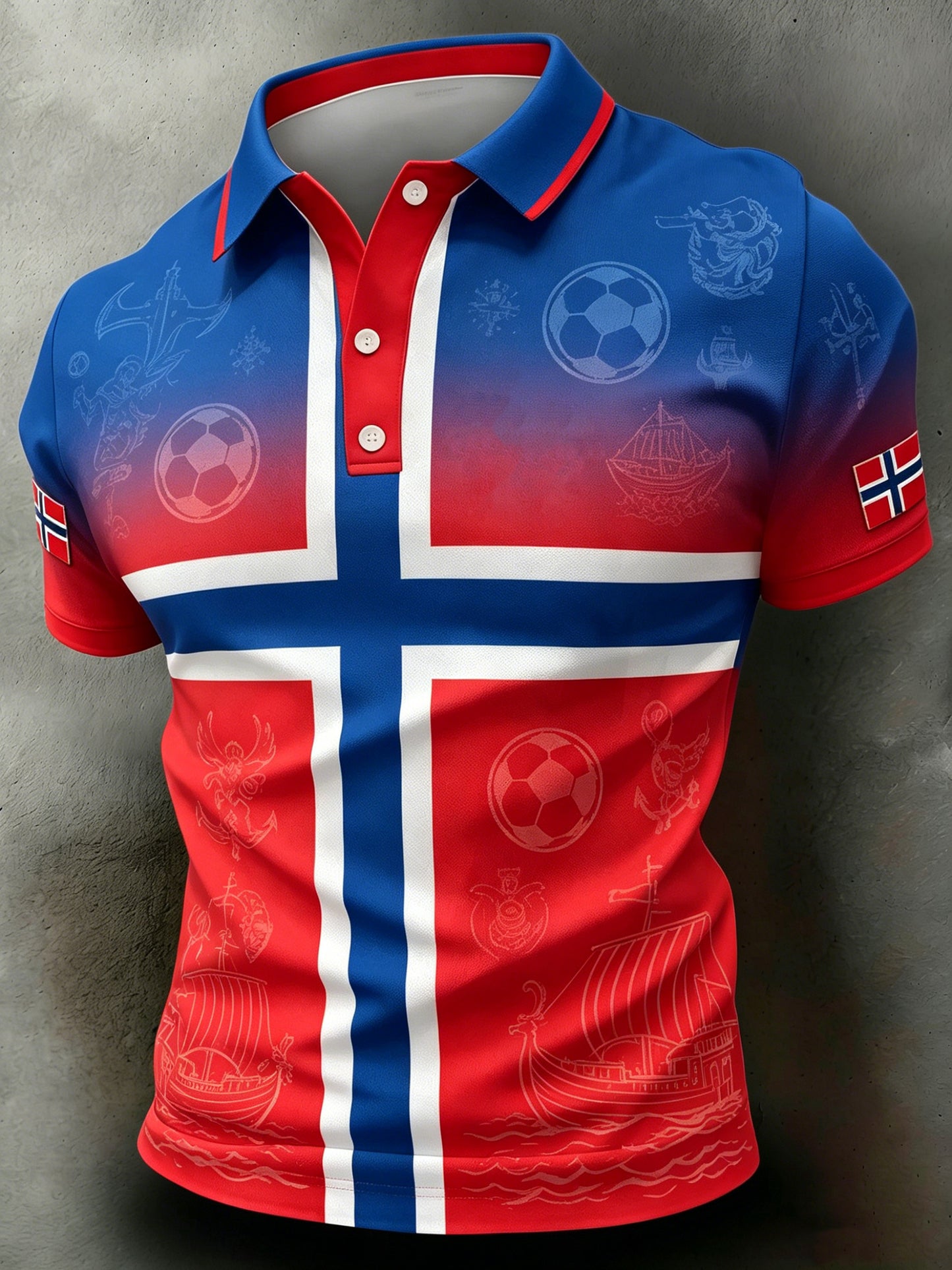 Norsk fotballkamp til herre chering fan kunst print Polo skjorte