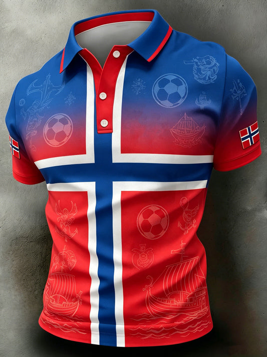 Norsk fotballkamp herre chearing fan kunsttrykk Poloskjorte