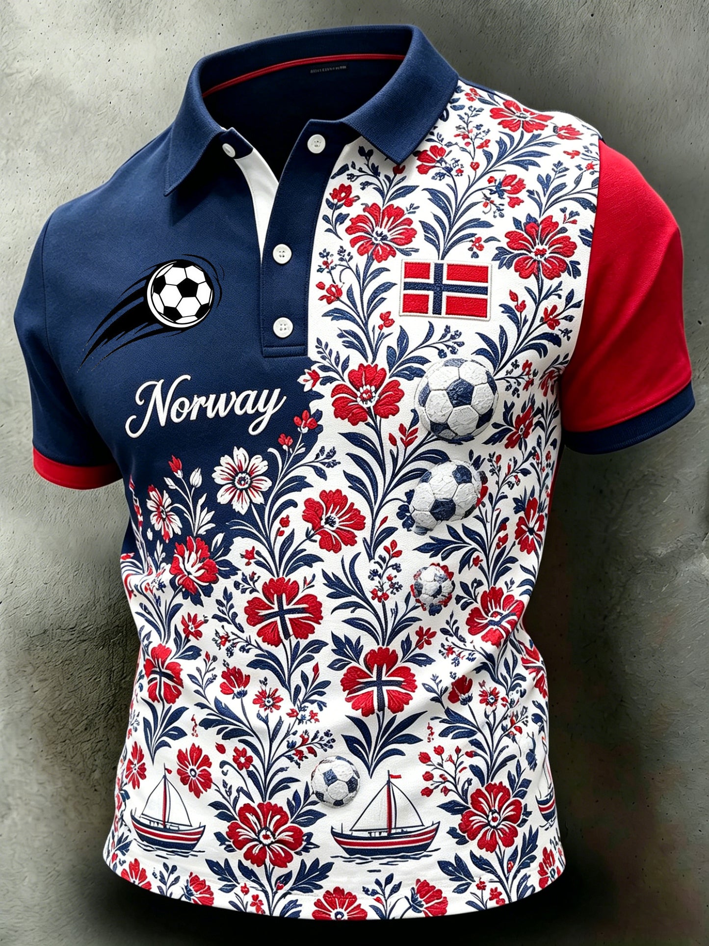 Norsk fotballkamp til herre chering fan kunst print Polo skjorte