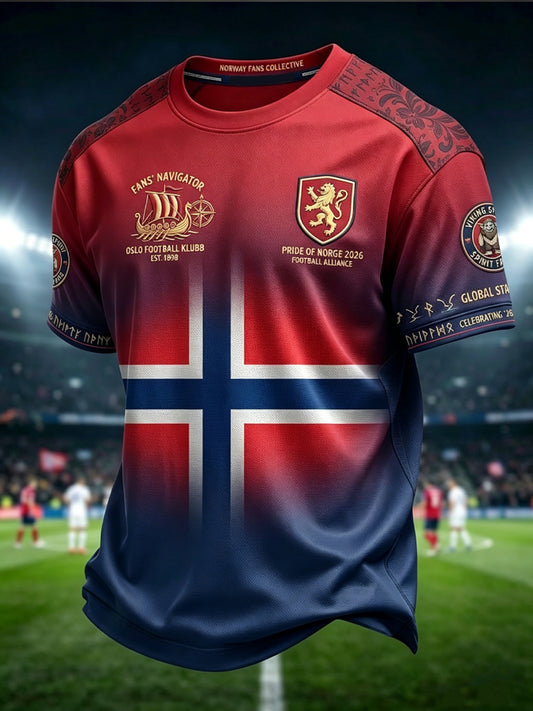 Retro norsk fotballfan avslappet fargegradient t-skjorte
